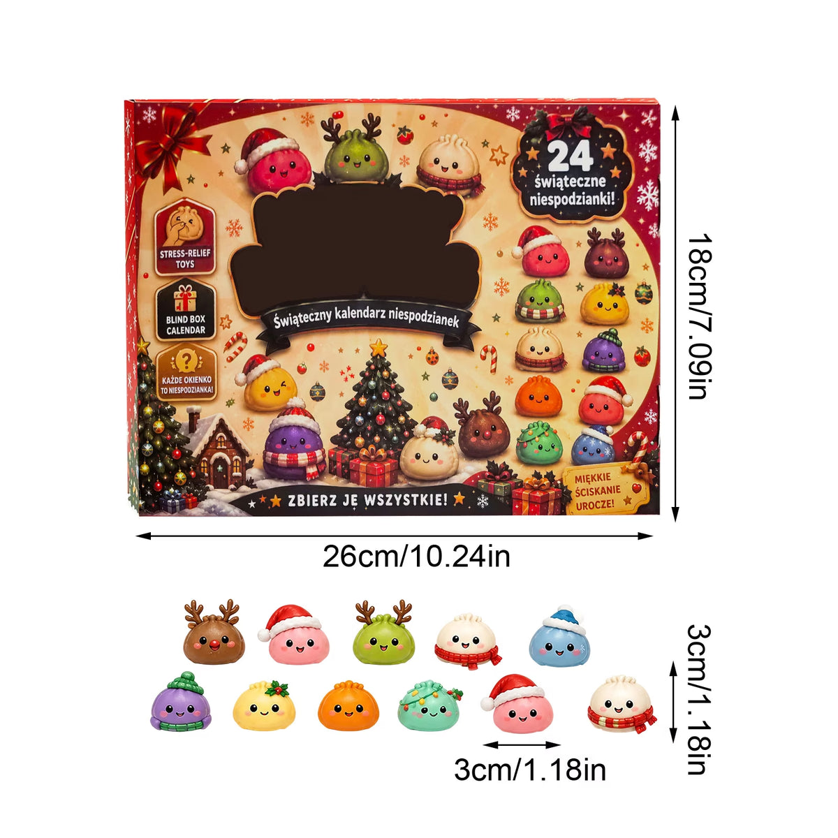 Christmas squishy advent calendar with 24 bao squishies – view 2
