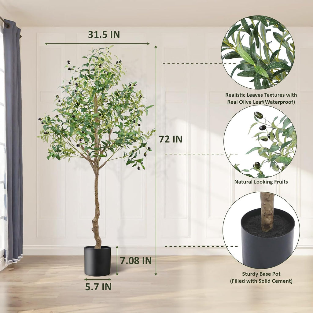 6 ft artificial olive tree – view 2