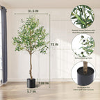 6 ft artificial olive tree – view 2