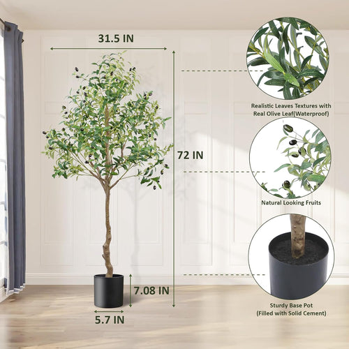6 ft artificial olive tree – view 2